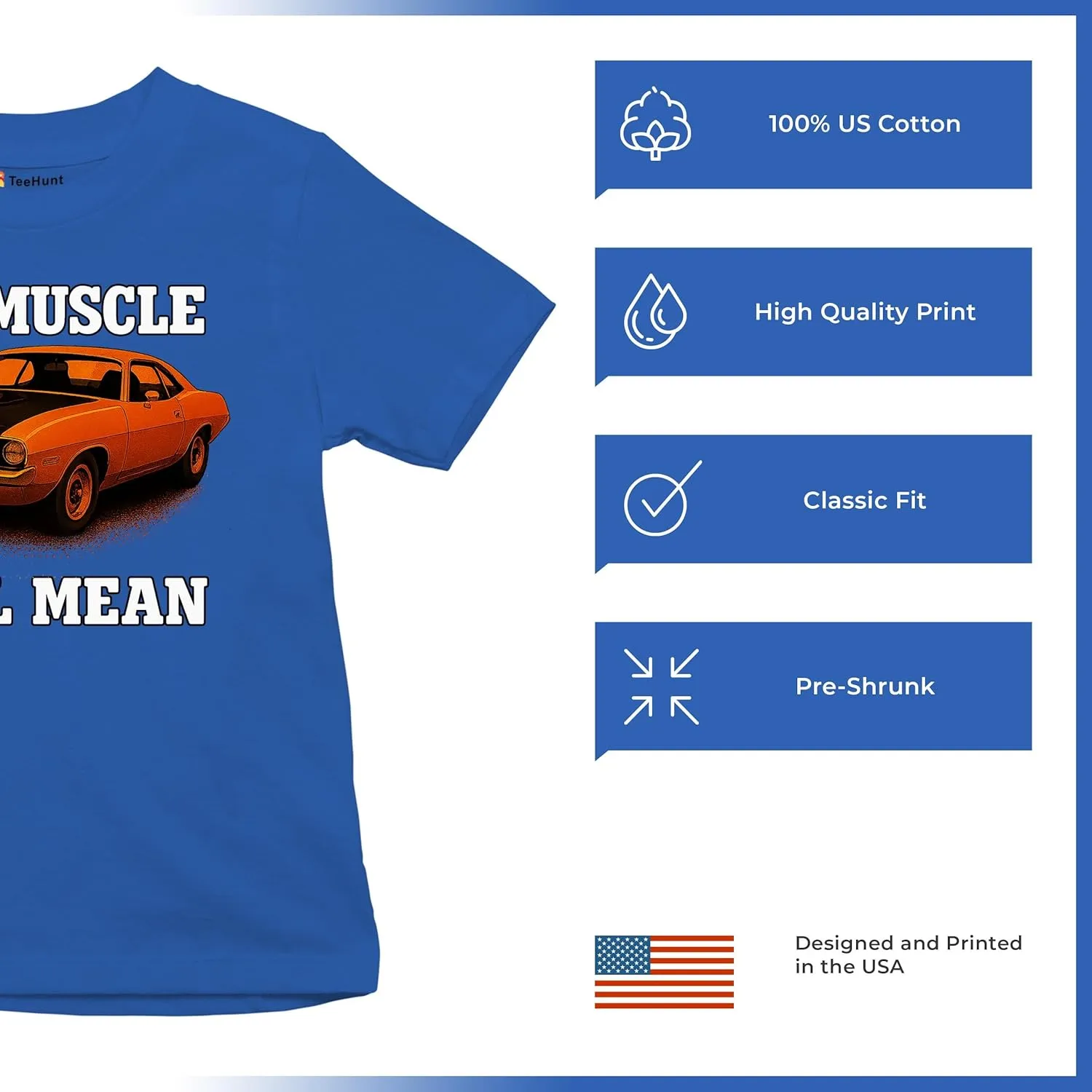 70's American Muscle Car Youth Graphic Short Sleeve T-Shirt