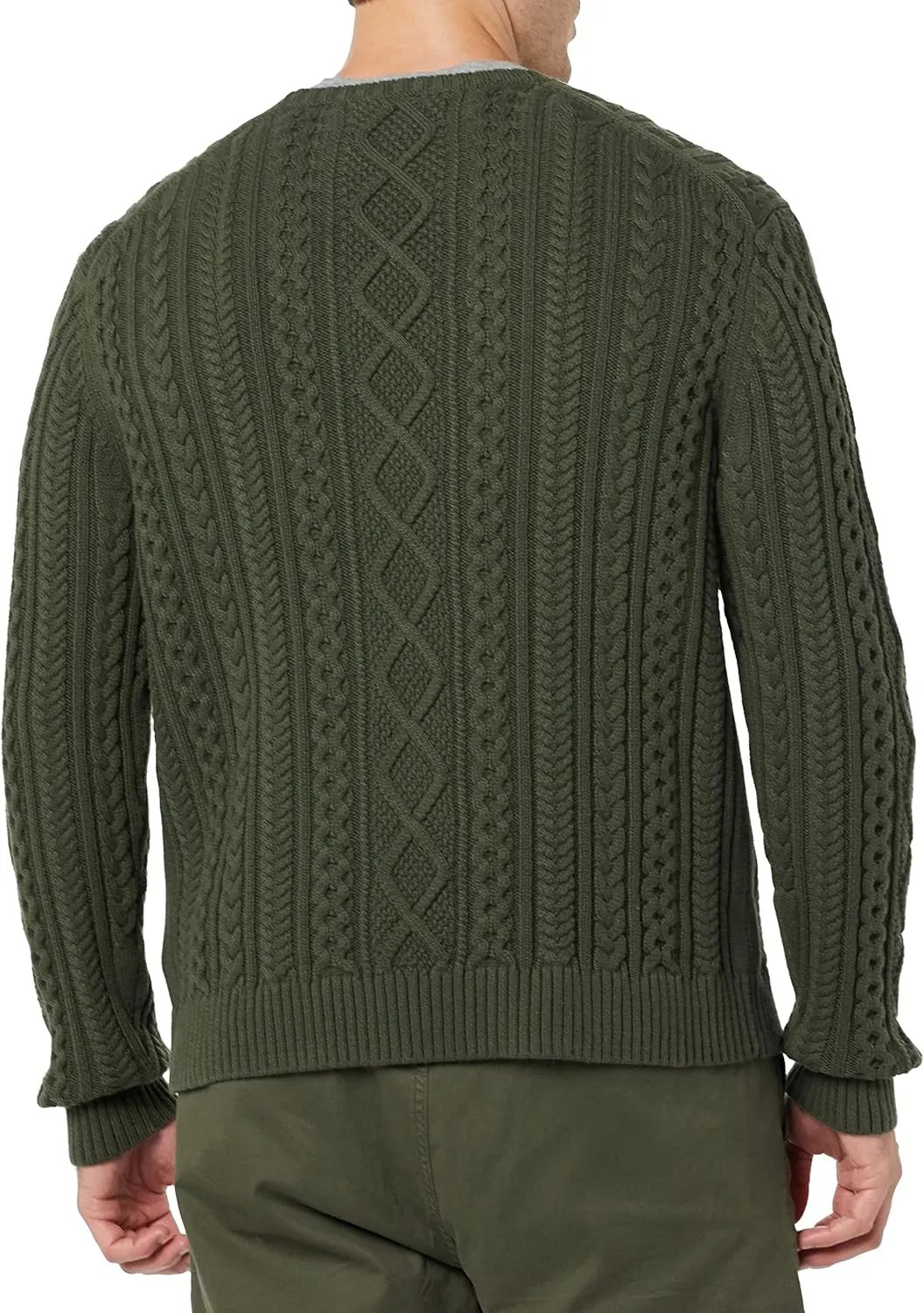 Amazon Essentials Men's Long-Sleeve 100% Cotton Fisherman Cable Crewneck Sweater