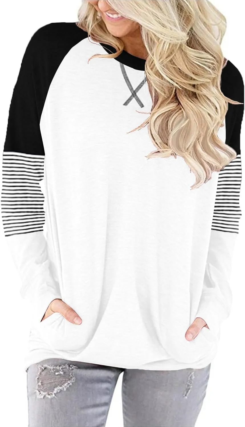 Angerella Women's Casual Loose Fit Pocket Shirts Printed Tops