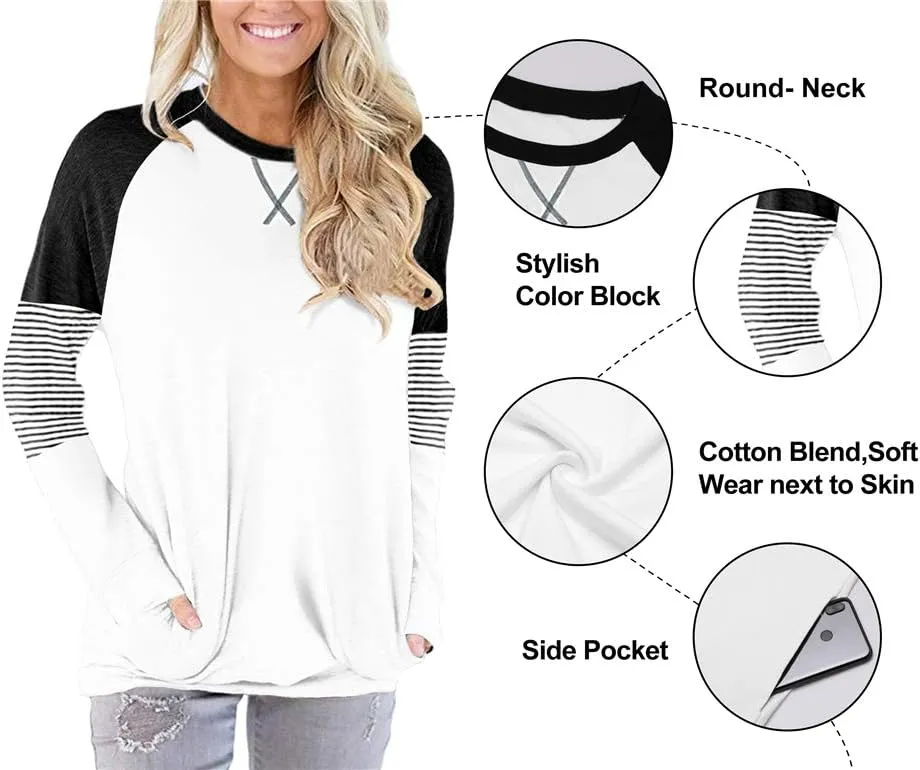 Angerella Women's Casual Loose Fit Pocket Shirts Printed Tops