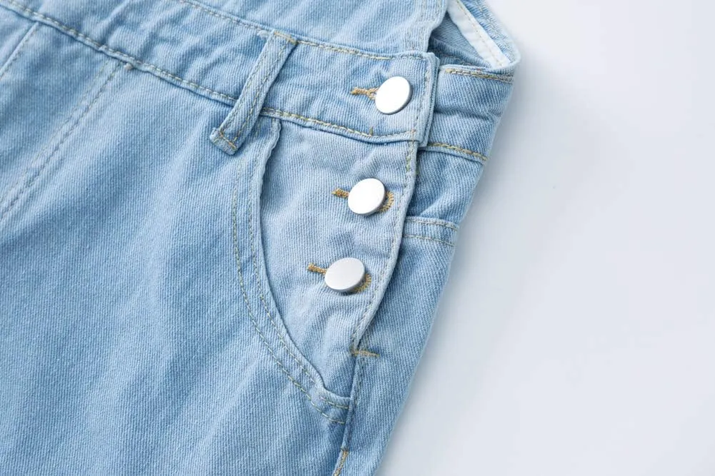 AvaCostume Women's Adjustable Strap Ripped Denim Overalls