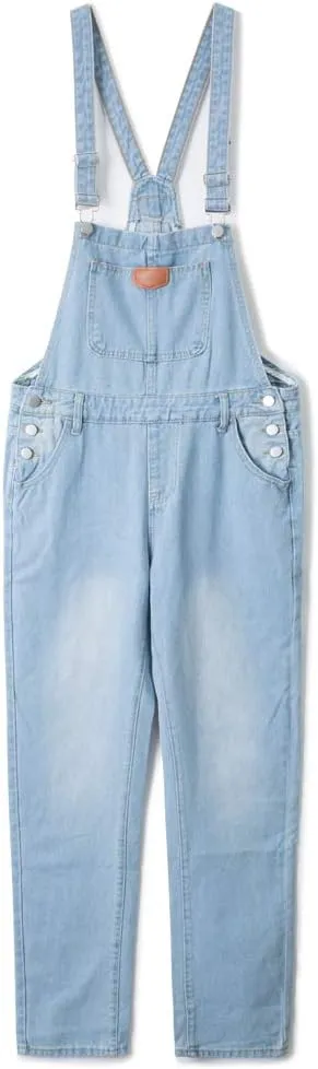 AvaCostume Women's Adjustable Strap Ripped Denim Overalls