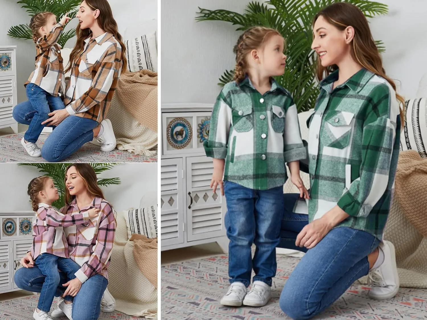 Baby Boys Kids Long Sleeve Button Down Plaid Shirts Fall Winter Flannel Shacket Jackets Tartan Tops