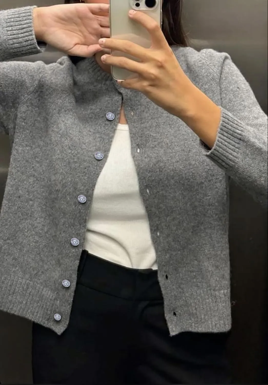 BAIGRAM Women Cute Fall Button Up Open Front Cardigan Lightweight Long Sleeve Crop Sweater Tops Knit Pullover 2024