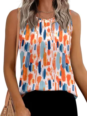 Beyove Womens Chiffon Tank Tops Crewneck Loose Fit Basic Casual Summer Sleeveless Shirts Blouse