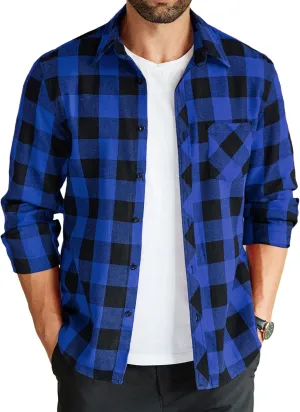 COOFANDY Men's Flannel Plaid Shirts Long Sleeve Button Down Shirts Casual Fall Shirt Jacket