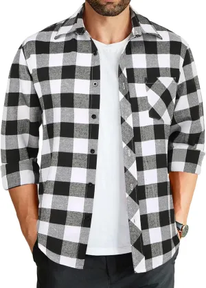 COOFANDY Men's Flannel Plaid Shirts Long Sleeve Button Down Shirts Casual Fall Shirt Jacket