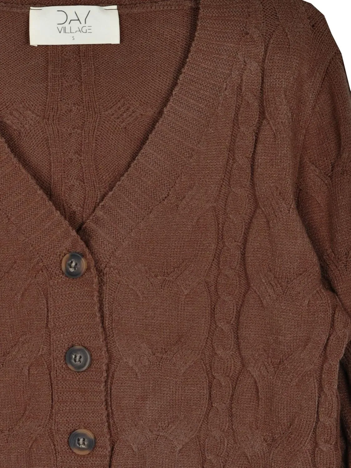 DAY VILLAGE Women's Casual Button Down Classic Retro Style Cable Pattern Cropped Sweater Knit Cardigan