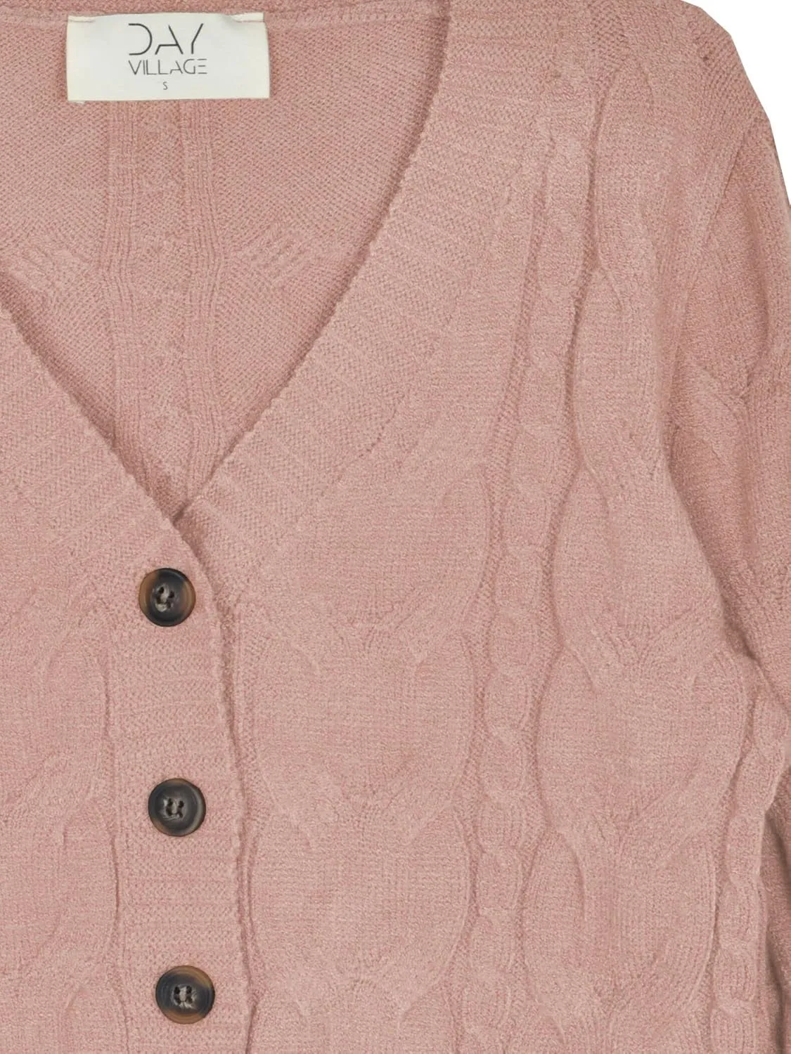DAY VILLAGE Women's Casual Button Down Classic Retro Style Cable Pattern Cropped Sweater Knit Cardigan