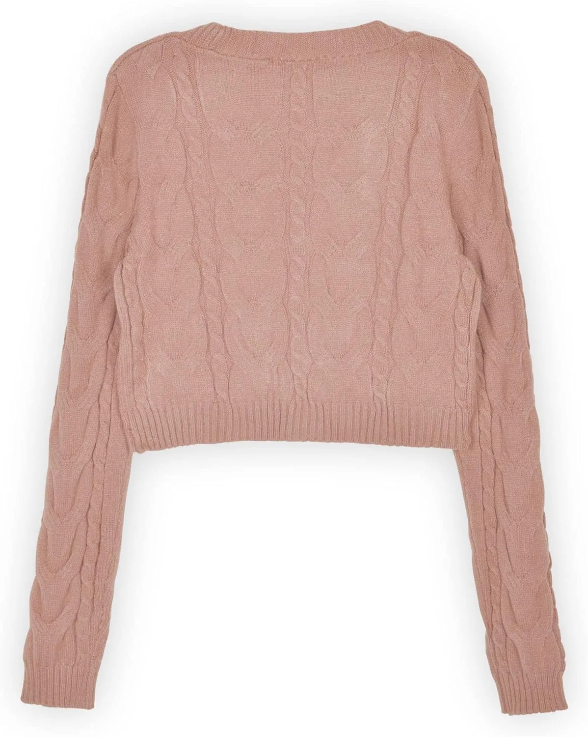 DAY VILLAGE Women's Casual Button Down Classic Retro Style Cable Pattern Cropped Sweater Knit Cardigan