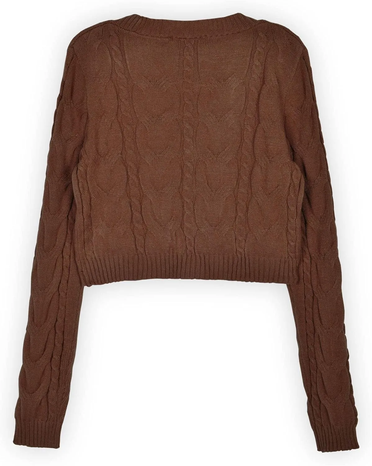 DAY VILLAGE Women's Casual Button Down Classic Retro Style Cable Pattern Cropped Sweater Knit Cardigan