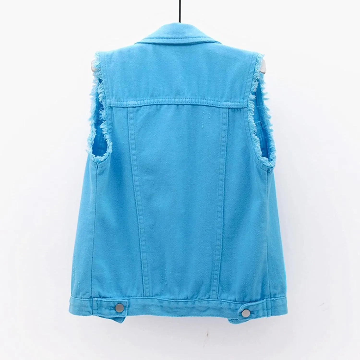 Denim Jacket for Women Casual Lapel Collar Sleeveless Denim Blazer Plus Size Cute Frayed Cropped Vest Top