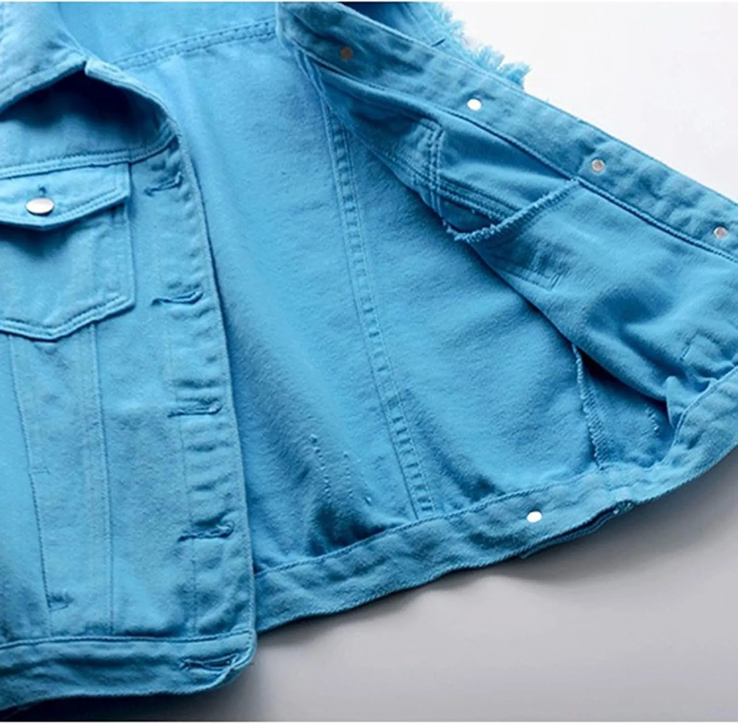 Denim Jacket for Women Casual Lapel Collar Sleeveless Denim Blazer Plus Size Cute Frayed Cropped Vest Top
