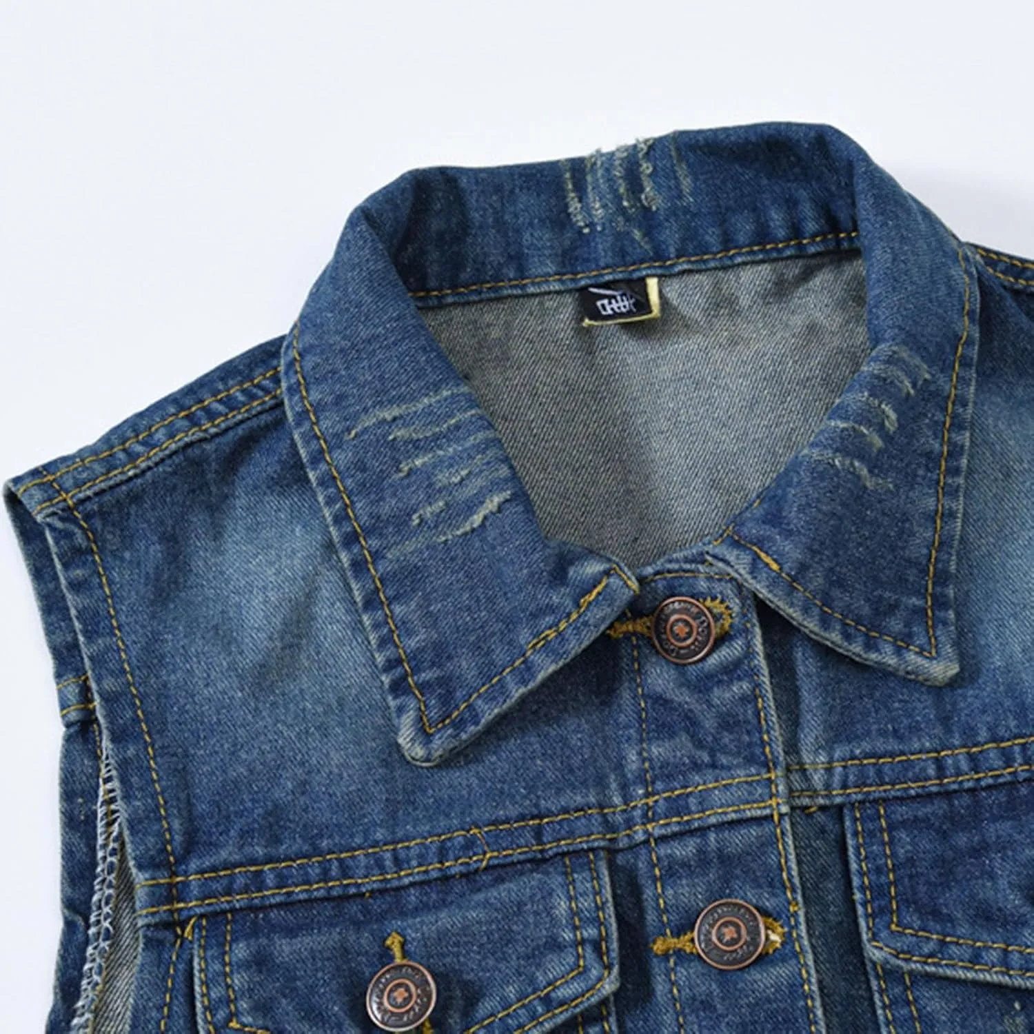 Denim Jacket for Women Casual Lapel Collar Sleeveless Denim Blazer Plus Size Cute Frayed Cropped Vest Top