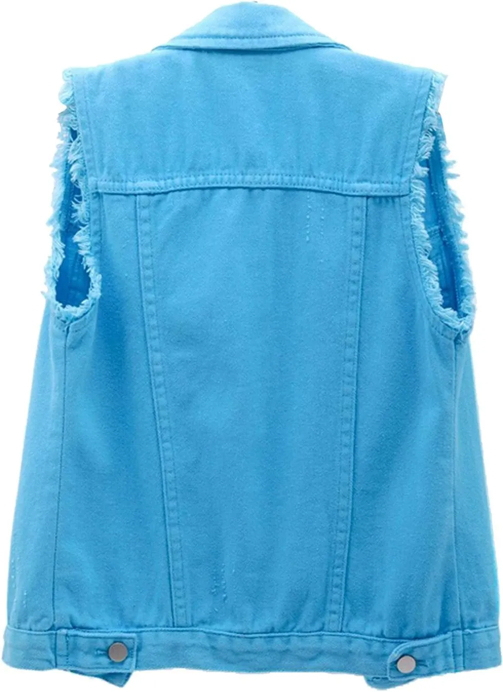 Denim Jacket for Women Casual Lapel Collar Sleeveless Denim Blazer Plus Size Cute Frayed Cropped Vest Top