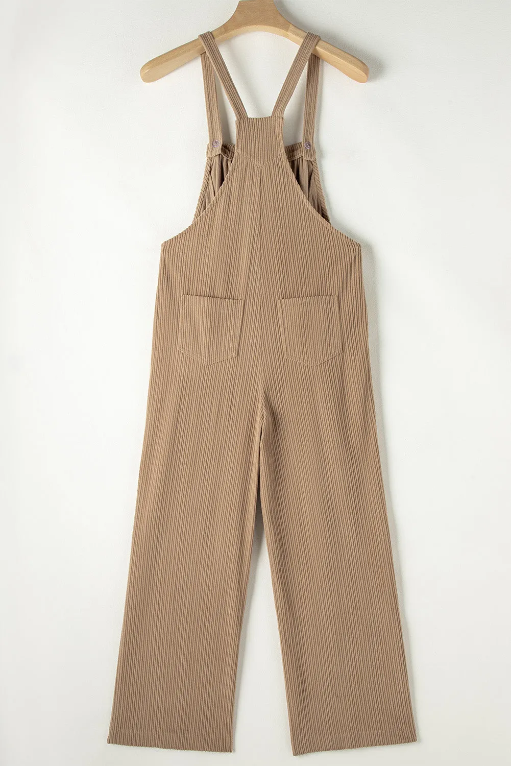 Gray Morn Plain Pocketed Loose Fit Corduroy Overalls
