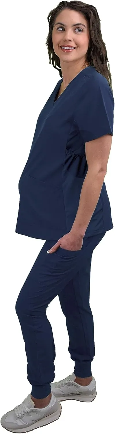 Green Town Scrubs for Women - Maternity Scrubs Jogger Scrub Pant, 4 Pockets, Easy Care Stretch Fabric Uniforms