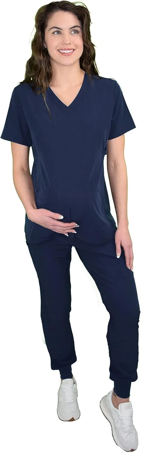 Green Town Scrubs for Women - Maternity Scrubs Jogger Scrub Pant, 4 Pockets, Easy Care Stretch Fabric Uniforms