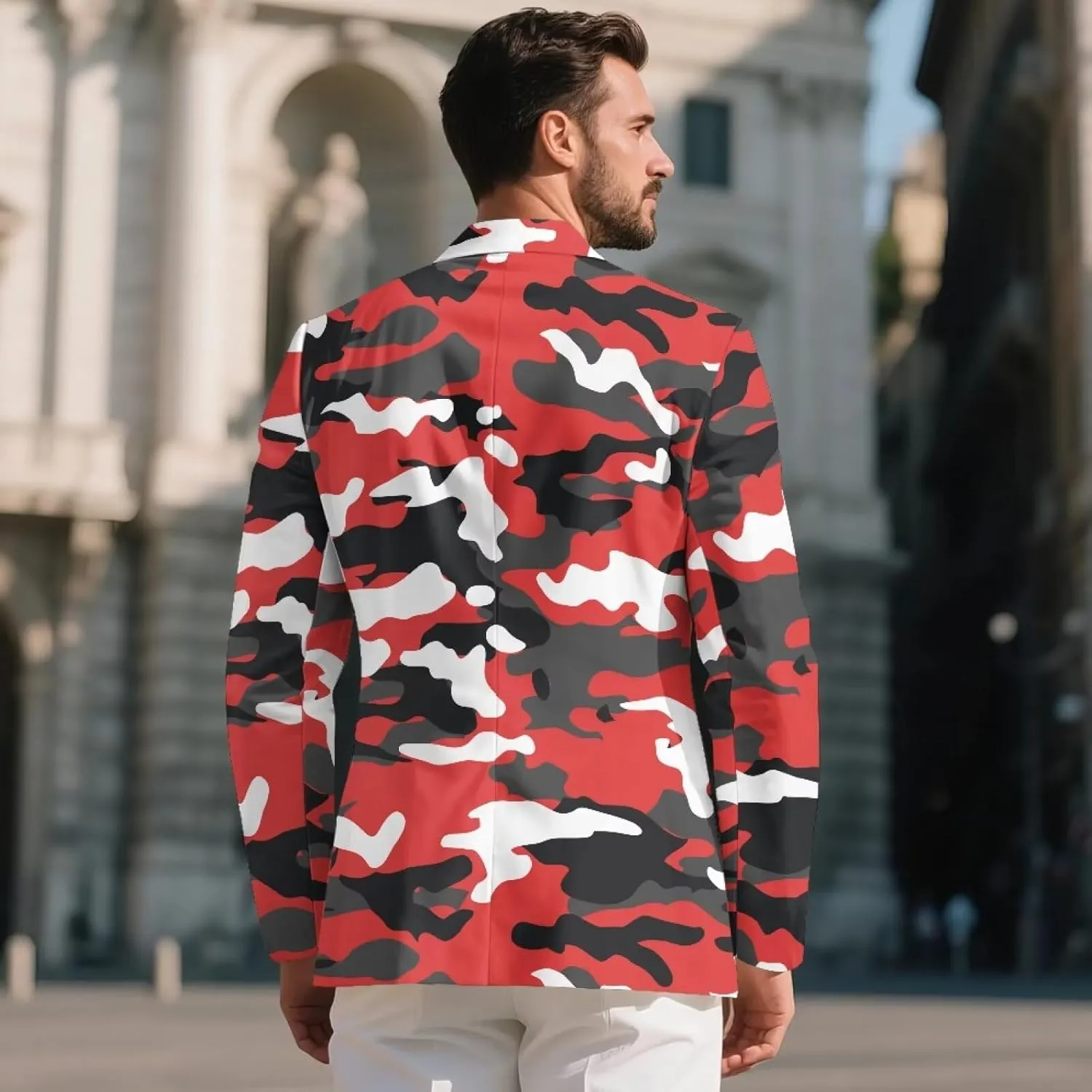 HUGS IDEA Camouflage Mens Blazer Jacket Lightweight Slim Fit Sport Coat Casual Suit Blazer