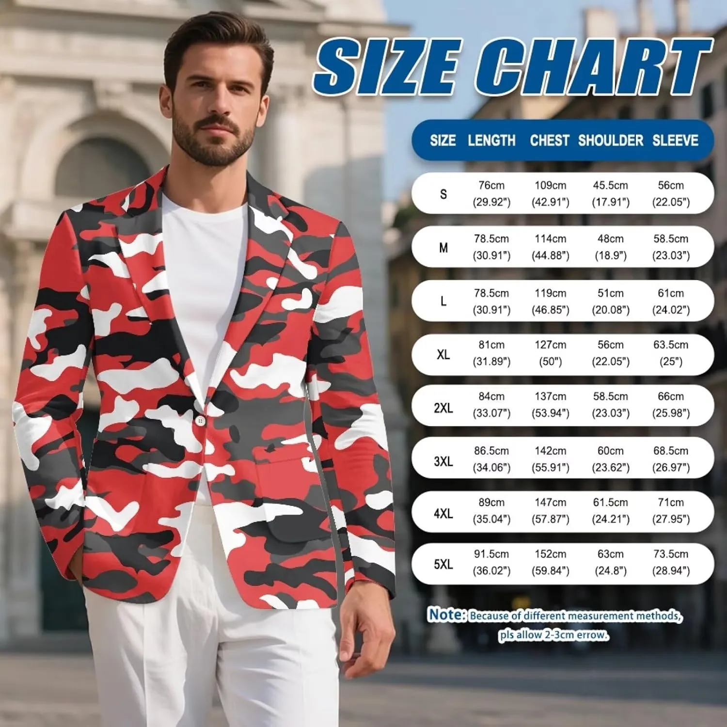 HUGS IDEA Camouflage Mens Blazer Jacket Lightweight Slim Fit Sport Coat Casual Suit Blazer