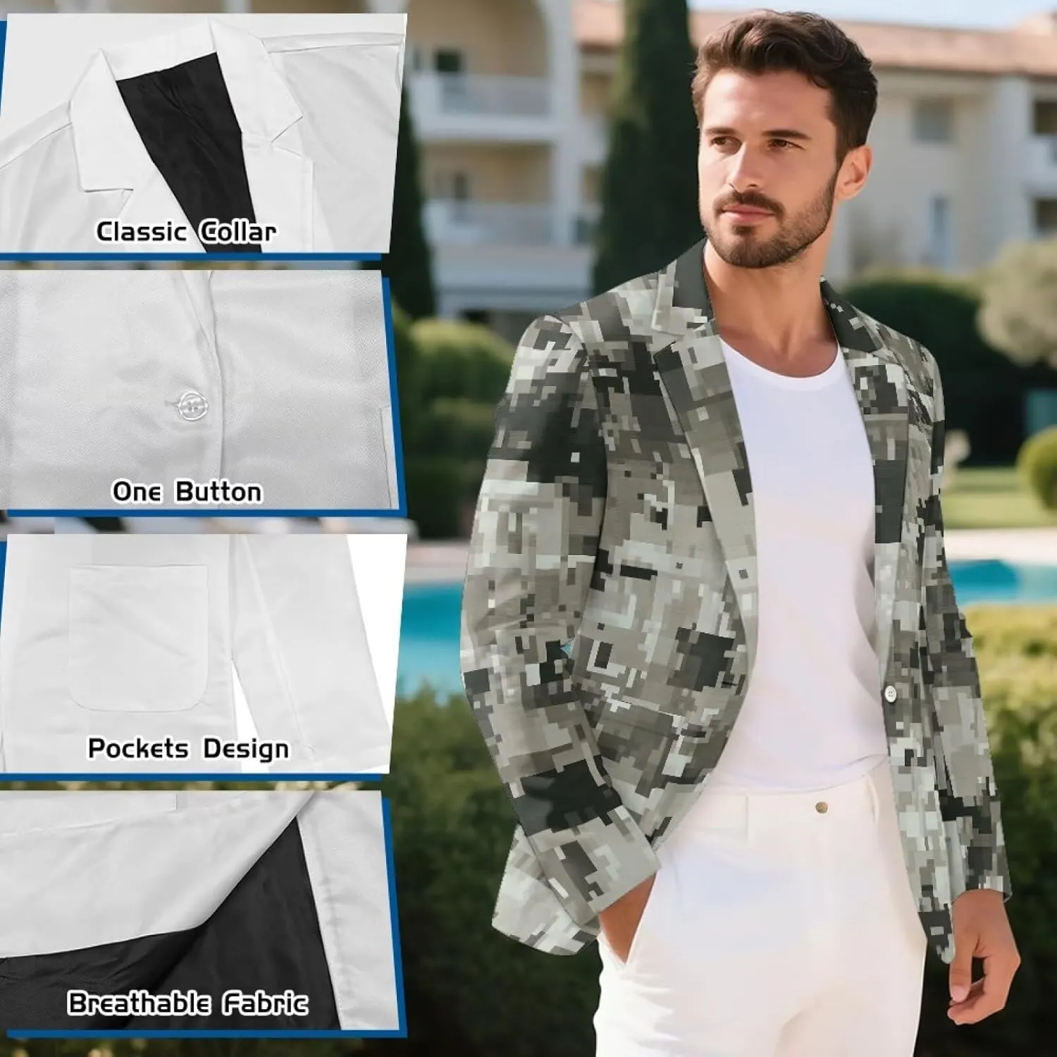 HUGS IDEA Mens Blazer Jacket for Buisness Work Slim Fit Sport Coat Suit Blazer for Party