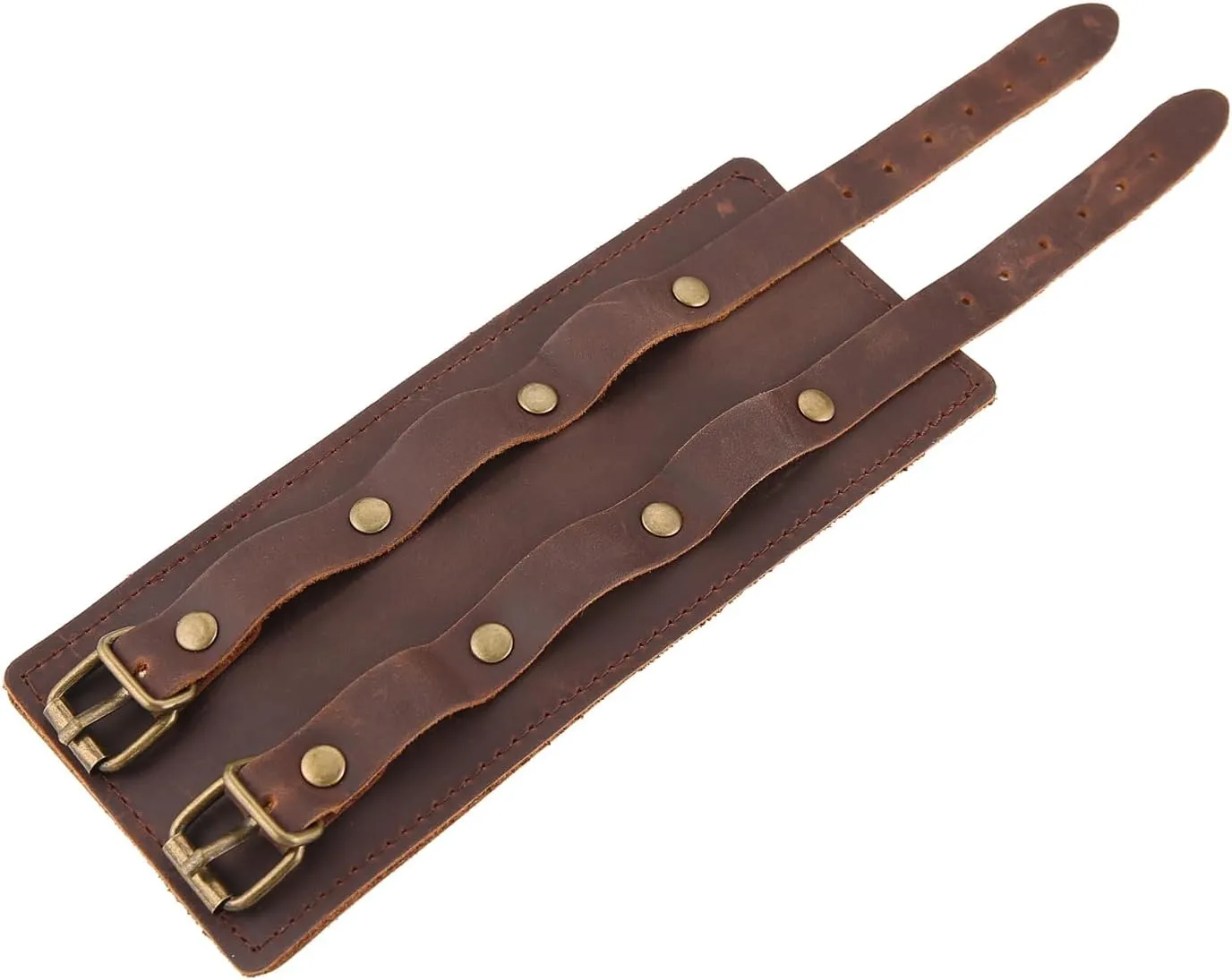 HZMAN Leather Wrist Wallet Cuff Bracelet for Men Hidden Pocket for Cash Invoice Multifunction Handmade Adjustable Brown Bracelet