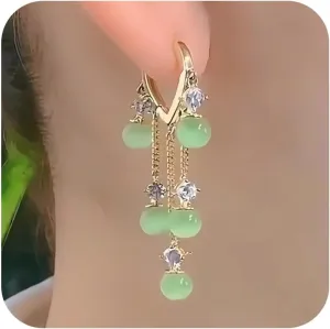 Jade Earrings Lime Green Earrings Gold Dangle Earrings for Women Boho Earrings Jade Jewelry Gifts for Women