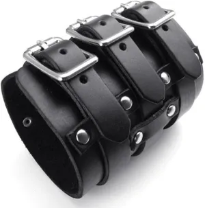 jonline24h Wide Genuine Leather Mens Womens Bangle Cuff Bracelet Punk Rock Fits 7.5" to 9" Black Brown