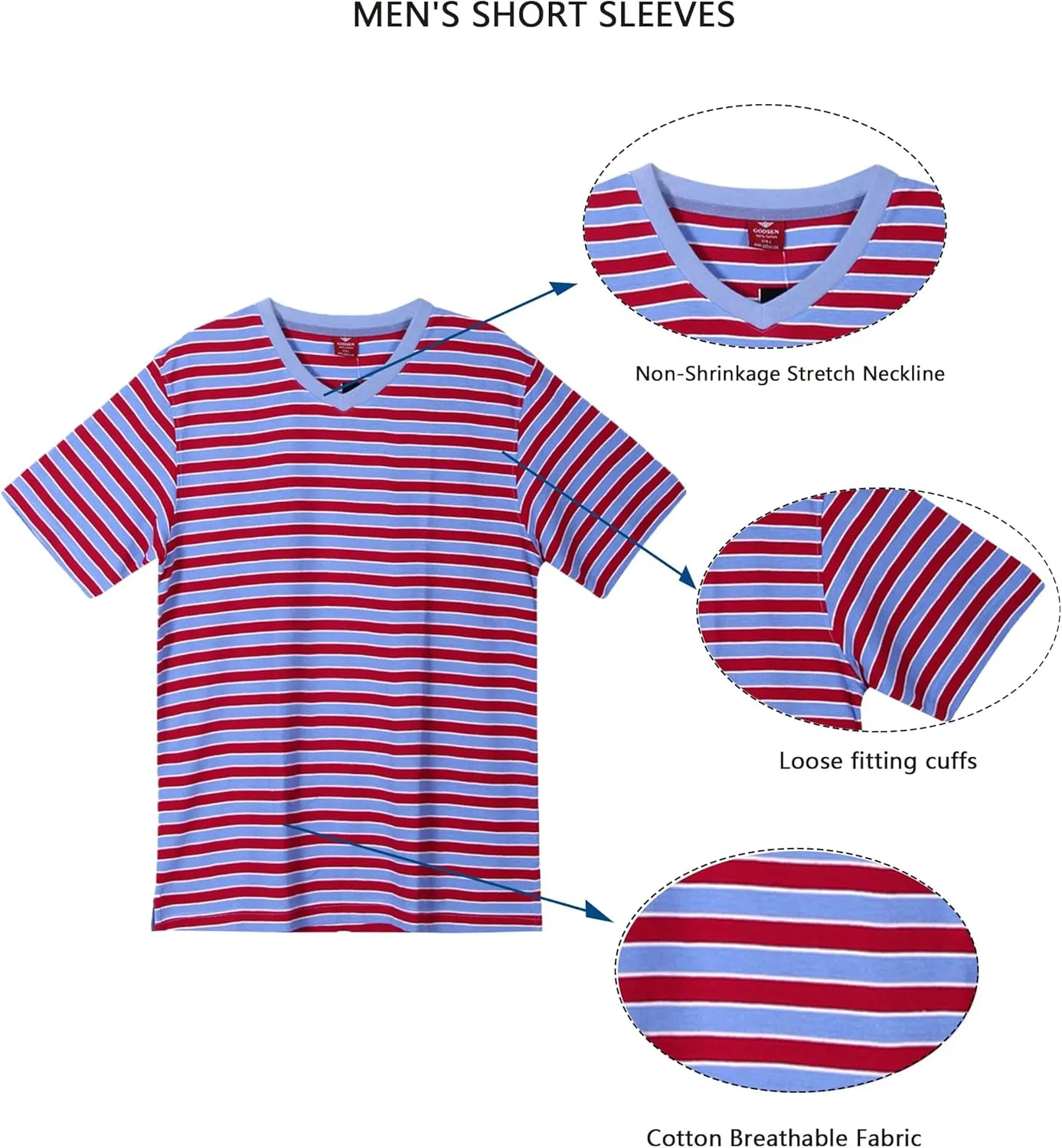 Men's Cotton Crew Neck T-Shirts, Breathable Loose Sleepwear Top, Casual Sports Short Sleeved TopsPack of 3