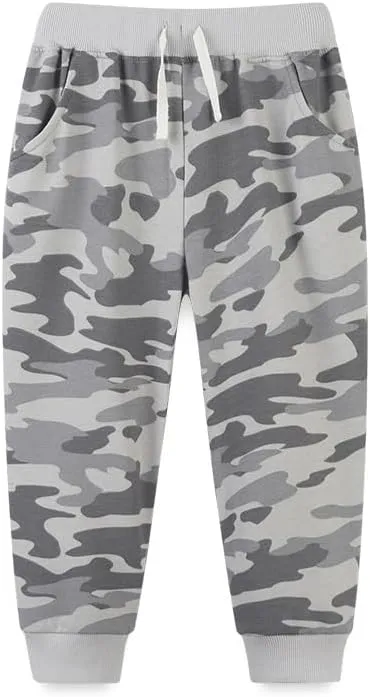 Meufam Toddler Baby Boys Jogger Pants Camouflage Pattern Sweatpants Little Kids Drawstring Elastic Pull-On Pants, Camo Green