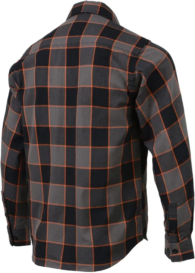 Milwaukee Leather MNG11648 Men's Grey with Brown and Orange Long Sleeve Cotton Flannel Shirt - 3X-Large
