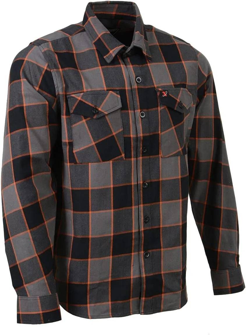 Milwaukee Leather MNG11648 Men's Grey with Brown and Orange Long Sleeve Cotton Flannel Shirt - 3X-Large