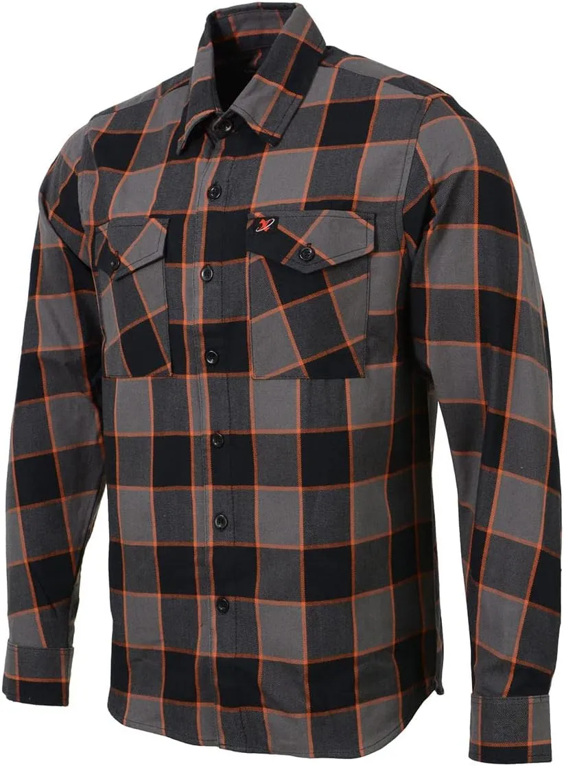 Milwaukee Leather MNG11648 Men's Grey with Brown and Orange Long Sleeve Cotton Flannel Shirt - 3X-Large