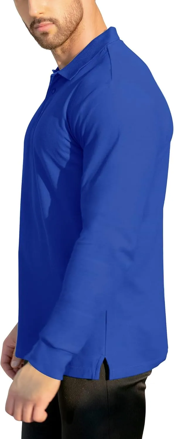 NeedBo Men's Long Sleeve Casual Solid Golf Polo Shirt