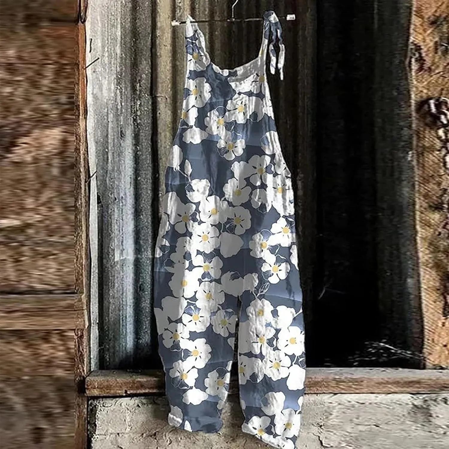 Plus Size Overalls for Women 2025 Summer Boho Floral Jumpsuit,Sleeveless Spaghetti Strap Wide Leg Romper with Pockets