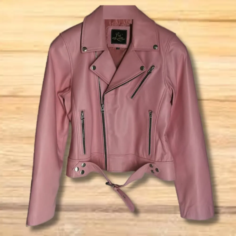 SID Women's Lambskin Leather Biker Black Jacket