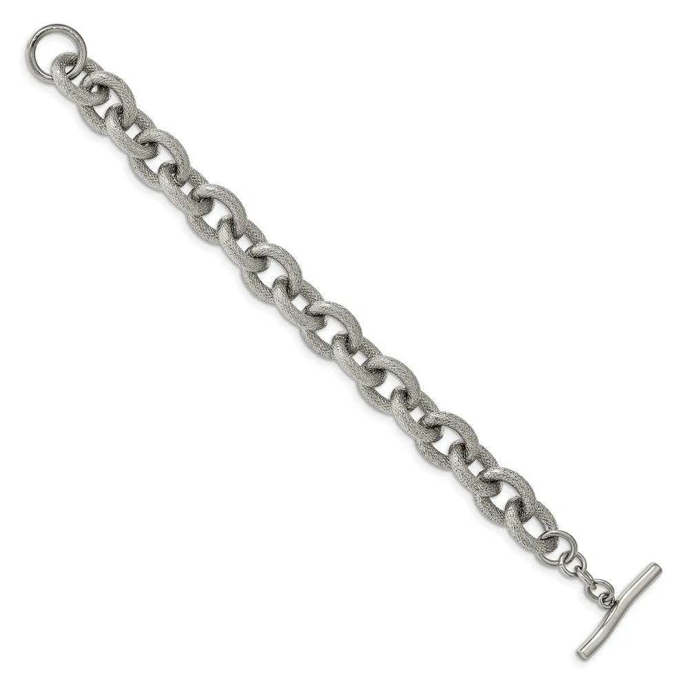 Stainless Steel Polished and Textured 7 inch Bracelet