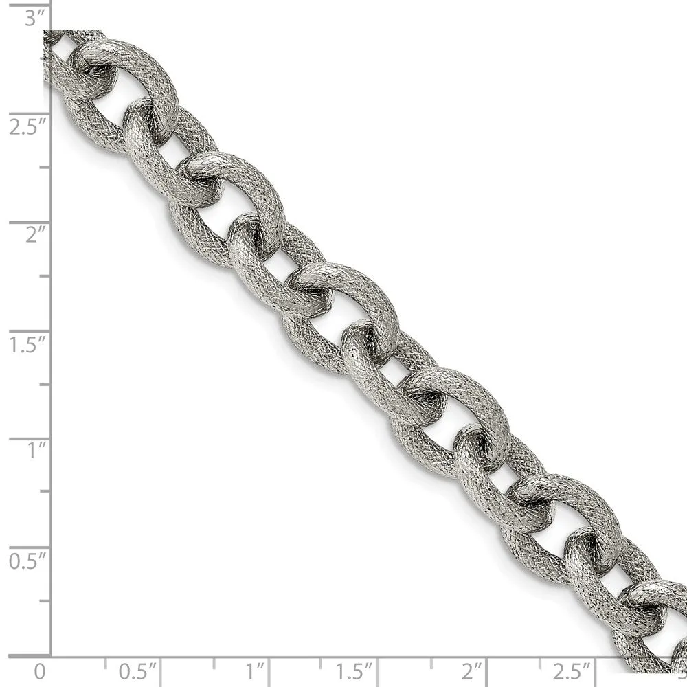 Stainless Steel Polished and Textured 7 inch Bracelet