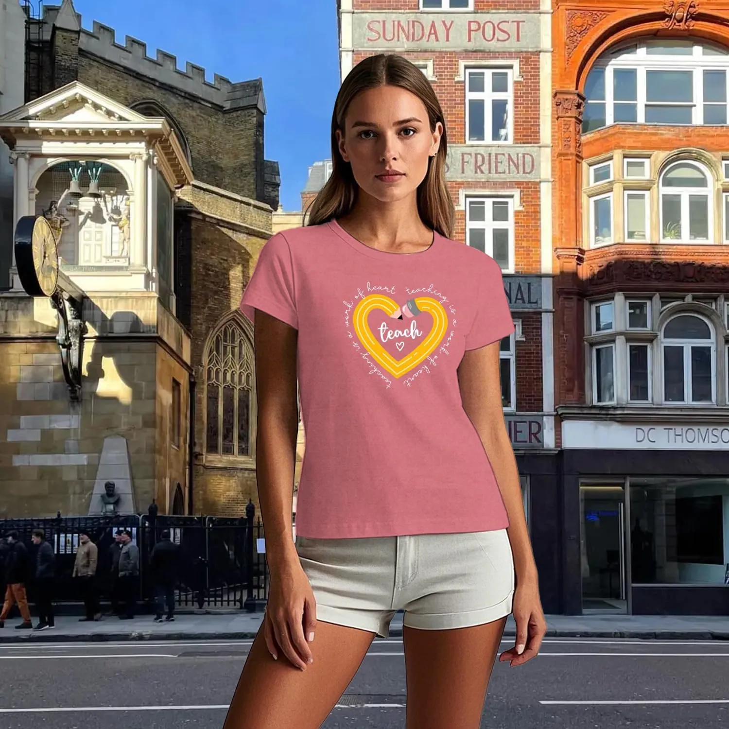 Teacher Shirts for Women Bow Pencil Teacher T-Shirt Apple Teaching Tee Tops