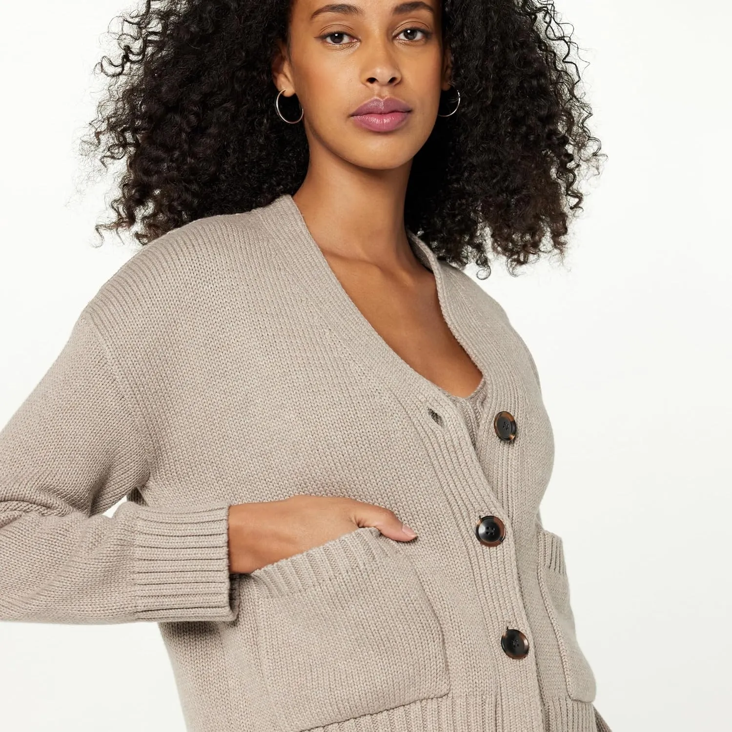 The Drop Women's Brigitte Cotton Blend Chunky Cardigan