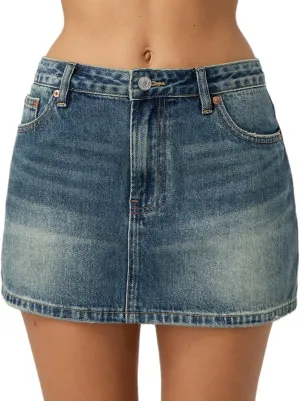 UAURORAO Casual Denim Mini Skirt for Women Y2k Short Jean Skirt Summer Low Rise Bodycon Denim Skirt with Pockets