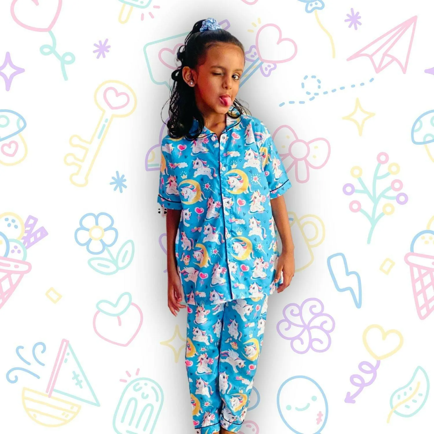 Unicorn sky Blue Pajama Set