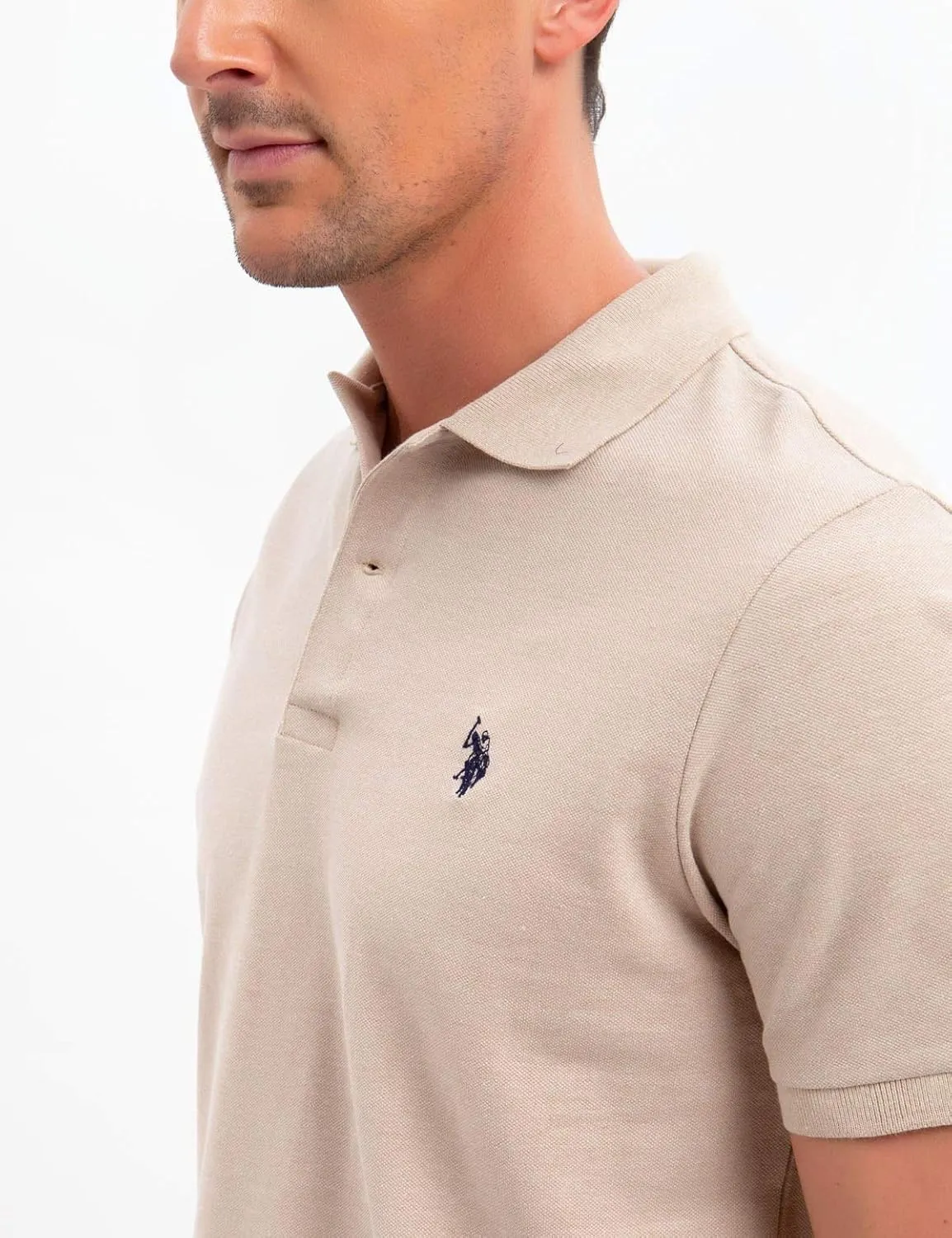 U.S. Polo Assn. Men's Classic Polo Shirt, Two-Button Closure Pique Polo Shirt, Summer Fashion Golf Shirt