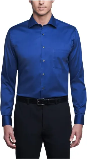 Van Heusen Men's Dress Shirt Regular Fit Flex Collar Stretch Solid, Royal Blue, 17" Neck 36"-37" Sleeve