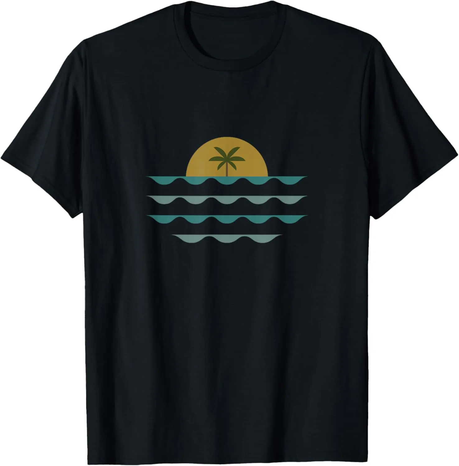 Waves Sun Modern Minimalist Wave Ocean Beach Sea Nature Cool T-Shirt