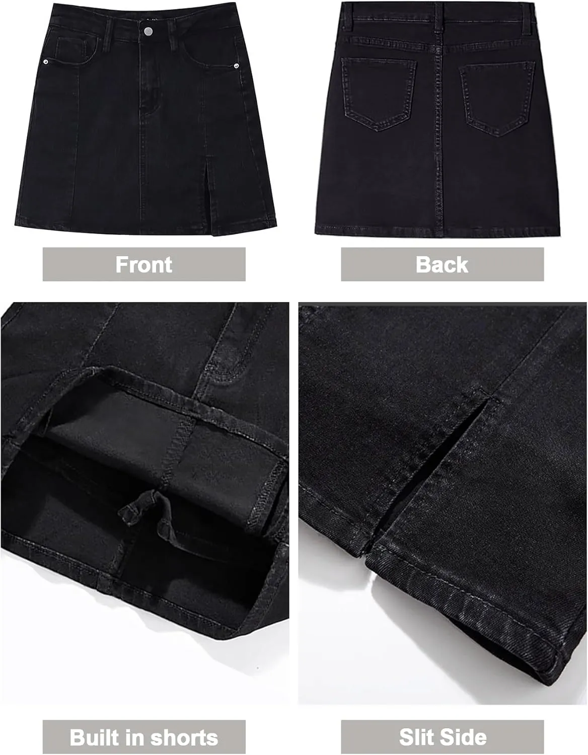 Womens Mini Skirt Side Slit Denim Skort High Waisted Denim Skirt with Shorts Underneath Mini Jean Skirt
