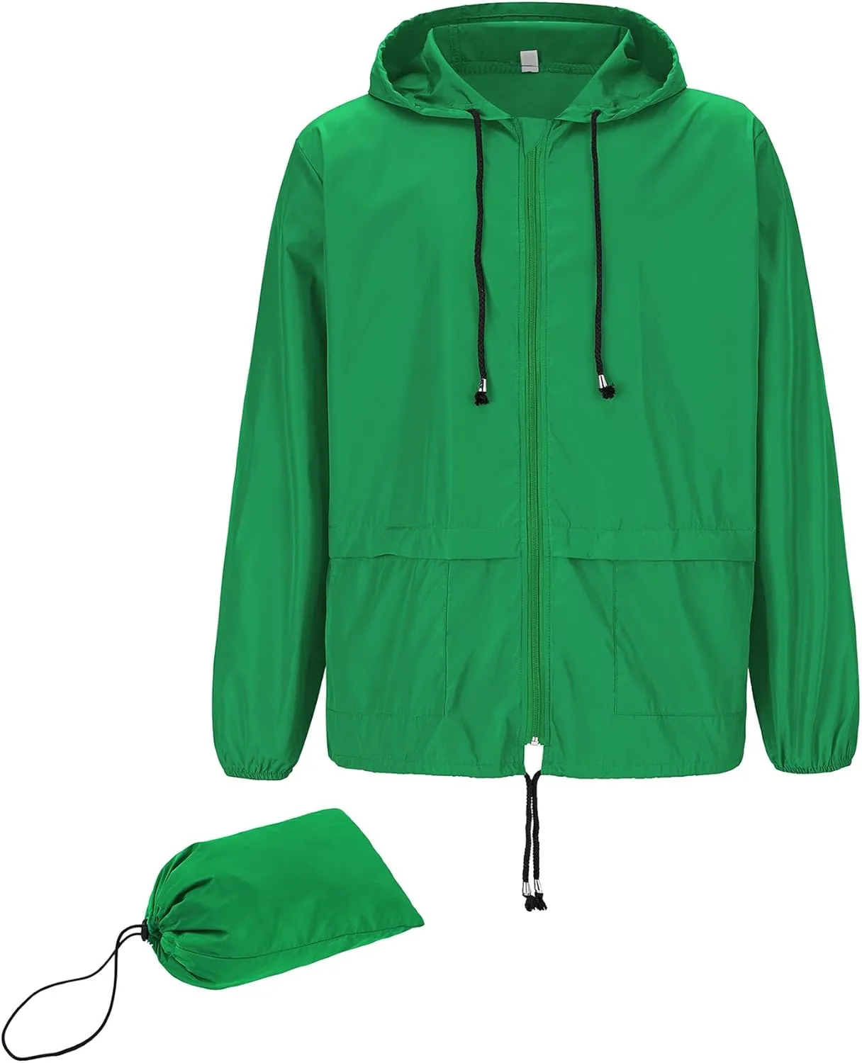 Zando Rain Jacket for Men Waterproof With Hood - Windbreaker Outdoor Coat Packable Lightweight Travel Raincoat Green M